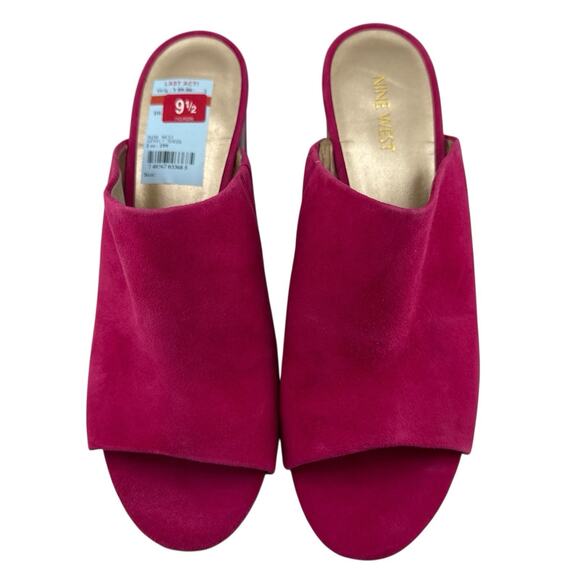 Nine West Gemily Mules Clogs Shoe Size 9.5 M Fuchia Pink Suede Slip NWB - Picture 5 of 10